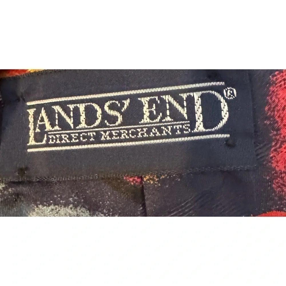 90’s Vintage ‘Land’s End’ Abstract Multicolor Print Silk Tie